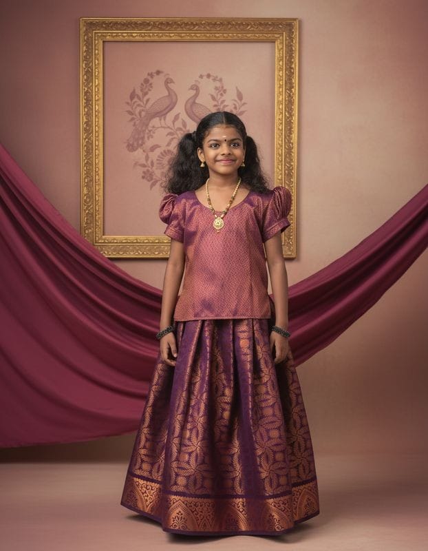 Mayas Traditional Colour Pattupavada Maroon Mix